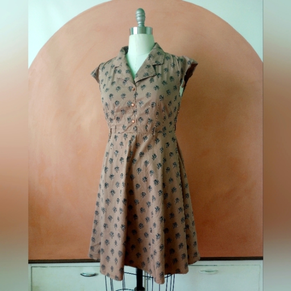 Modcloth Circus Clothing Charlotte Dress Cotton UK 14 / US 12 Vintage Retro VLV